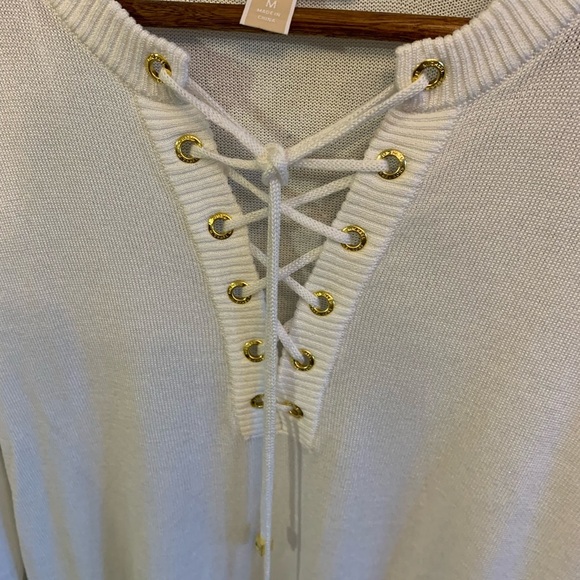 NWOT MICHAEL Michael Kors Long Sleeve White Sweater Dress - Picture 4 of 6